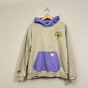 SNOWDAY x JAPANESE Streetwear Men's Two-Tone Pullover Hoodie Taupe/Purple